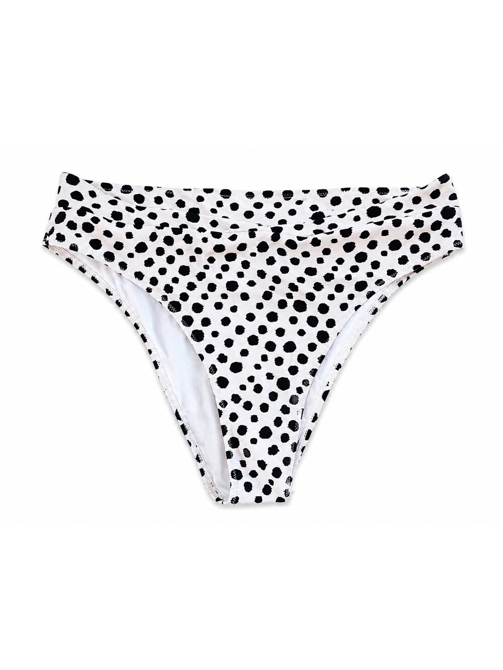 Blushing Brunette Black & White Polka Dot High-Leg Bikini Bottom – Large – NWOT